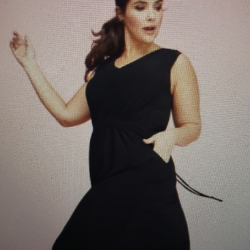 Lane Bryant Black Crochet Sleeve V-Neck Maxi Dress